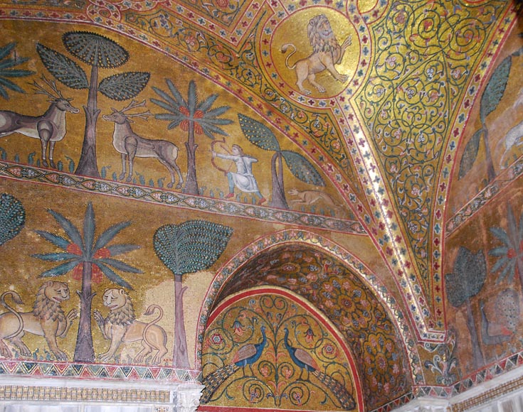 Зал короля Роджера в Норманнском дворце, Палермо, Византийская мозаика.